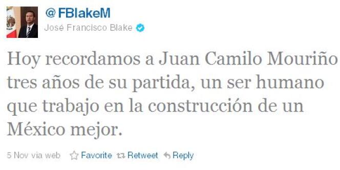 Le dernier message Twitter de Francisco Blake.