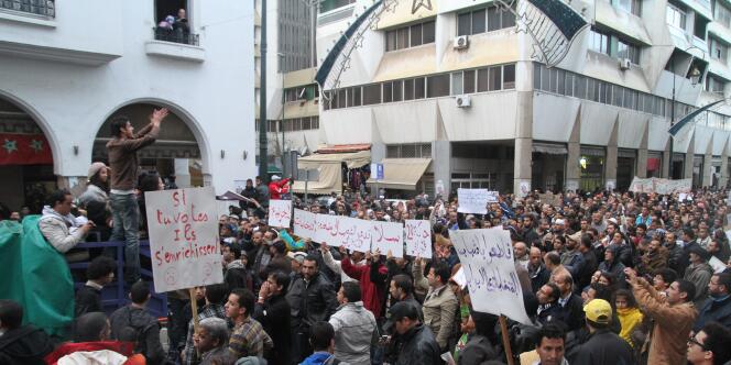 Des manifestants lors d'une précédente marche à Rabat dimanche 20 novembre. 