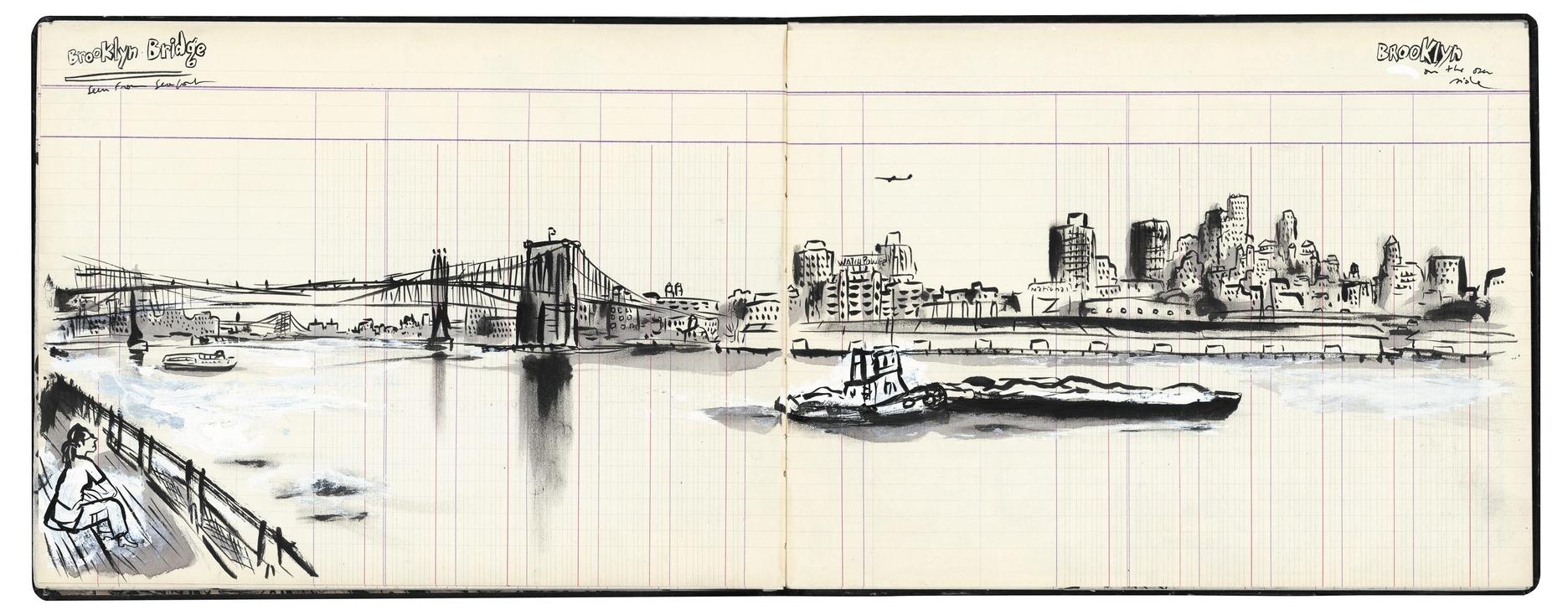 Brooklyn Bridge,  (New York, 1999). Dessin: Dupuy-Berberian