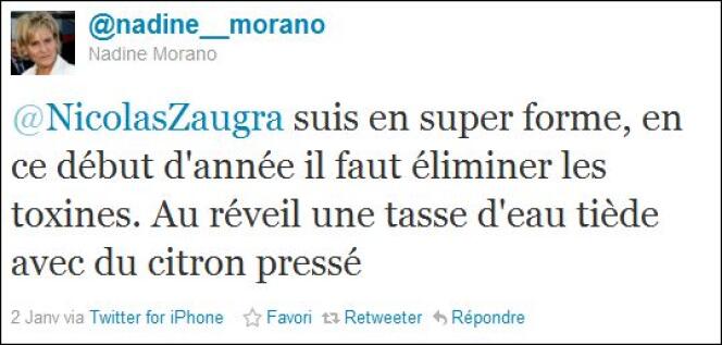 Capture d'écran d'un tweet de Nadine Morano. 