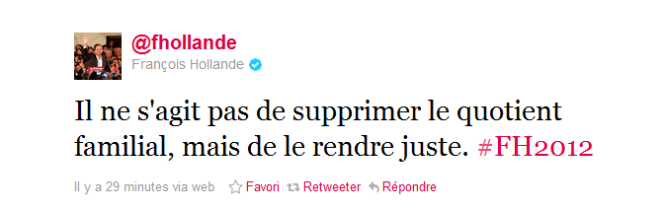 Message posté par François Hollande sur Twitter, le 10 janvier 2011.