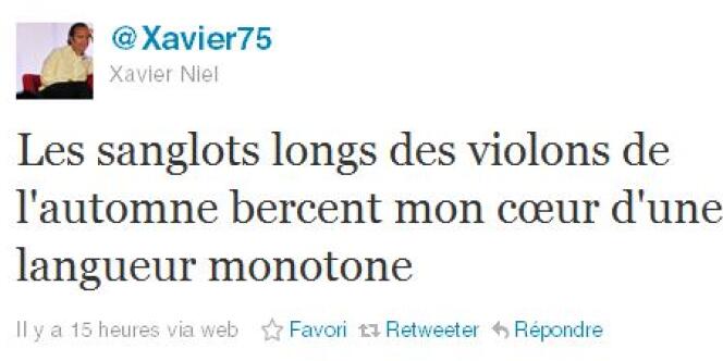Message envoyé par Xavier Niel sur le site de microblogging Twitter.