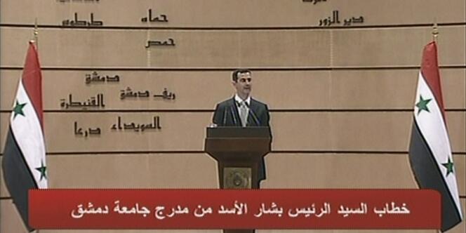 Bachar Al-Assad à la télévision syrienne, le 10 janvier.