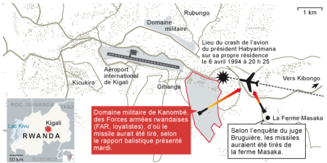 Selon les conclusions d'un rapport balistique de janvier, le missile qui aurait touché l'avion du président Habyarimana en avril 1994 n'a pas été tiré à partir du lieu-dit de la Ferme Masaka.