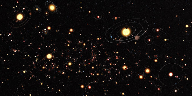 Cette vue d'artiste a été envoyée par l'Observatoire d'Europe du Sud pour illustrer combien les planètes tournant autour d'étoiles sont communes dans la Voie lactée.