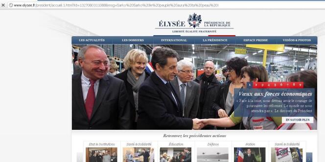 Capture écran du site de l'Elysée. 