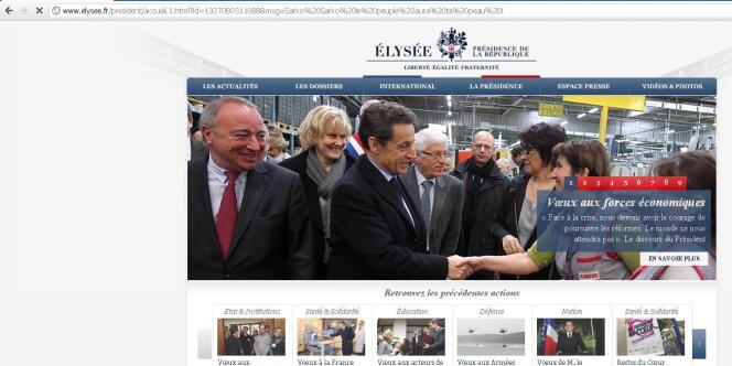 Capture écran du site de l'Elysée. 