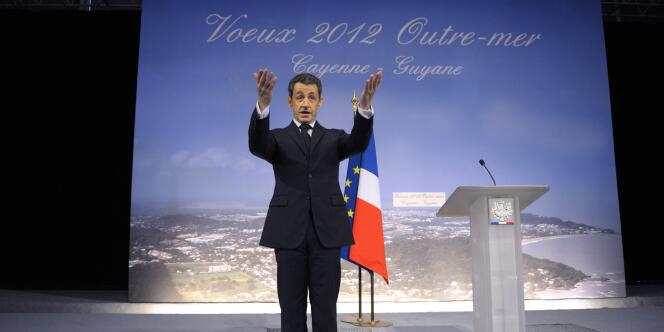 Nicolas Sarkozy lors de ses voeux à l'outre-mer, le 22 janvier à Cayenne.