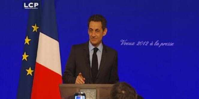 Capture d'écran des voeux de Nicolas Sarkozy à la presse, le 31 janvier 2012.