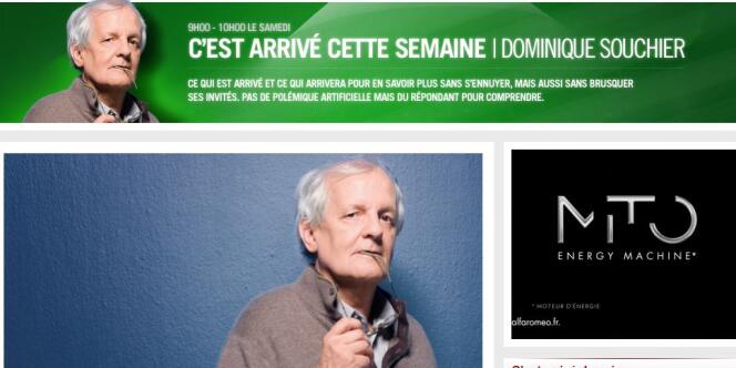 Capture d'écran de la page Web de l'émission de Dominique Souchier.