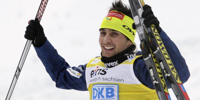 Jason Lamy-Chappuis vainqueur de la 2e épreuve à Klingenthal. Allemagne, le 19 février.