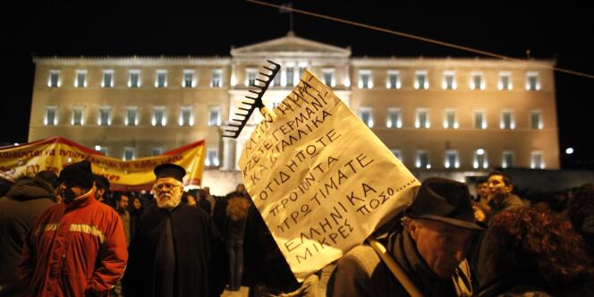 Manifestation devant le Parlement grec, le 19 février.