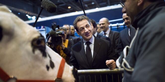 Nicolas Sarkozy, en visite au Salon de l'agriculture, samedi 25 février à Paris.