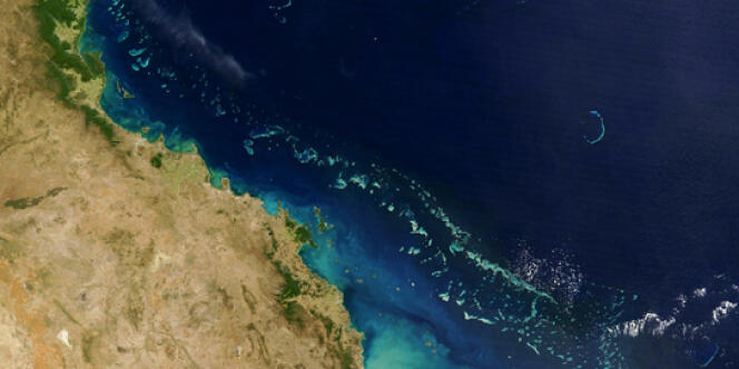 Vue satellite de la Grande Barrière de corail.
