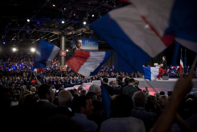 Lors du meeting de Nicolas Sarkozy à Villepinte (Seine-Saint-Denis), le 11 mars.