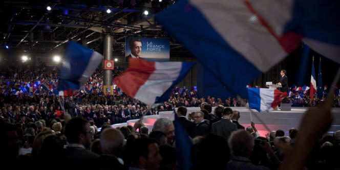 Lors du meeting de Nicolas Sarkozy à Villepinte (Seine-Saint-Denis), le 11 mars.