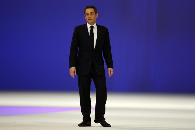 Nicolas Sarkozy en meeting à Villepinte le 11 mars.