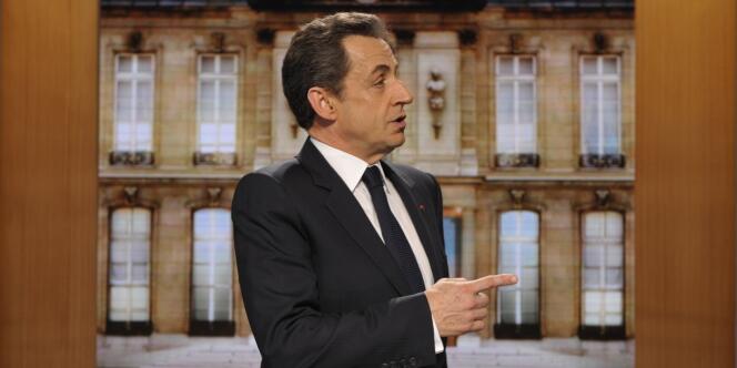 Nicolas Sarkozy, le 12 mars 2012, sur le plateau de l'émission Parole de candidat, diffusée sur TF1.