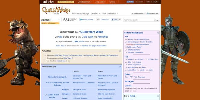 Une page de Wikia, dédié au jeu de rôle 