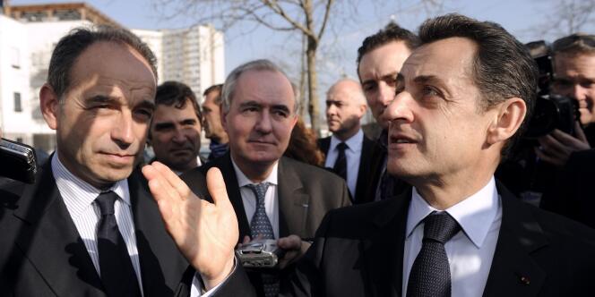 Jean-François Copé et Nicolas Sarkozy, le 16 mars 2012, à Meaux (Seine-et-Marne).