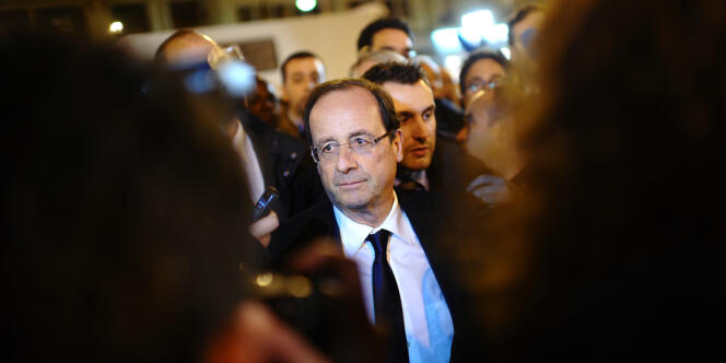 François Hollande, mardi 20 mars, à l'occasion d'un déplacement au Pré-Saint-Gervais (Seine Saint Denis). 