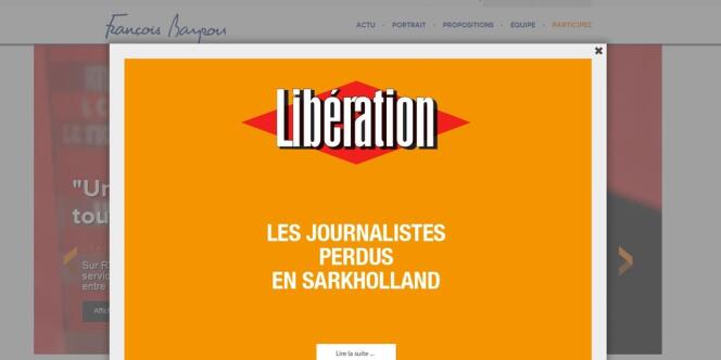 Le site de campagne de François Bayrou, lundi 2 avril, en réponse à la 