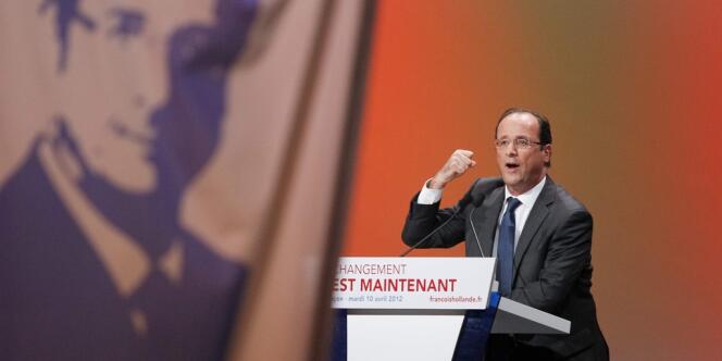 François Hollande, lors de son meeting à Besançon, le 10 avril 2012.
