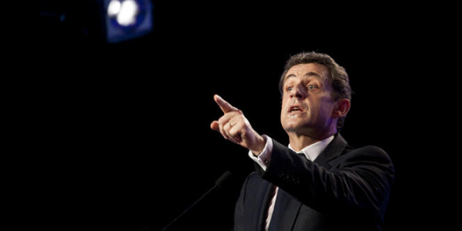 Nicolas Sarkozy, lors d'un meeting au Raincy (Seine-Saint-Denis), le 26 avril 2012.