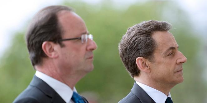 François Hollande et Nicolas Sarkozy durant la cérémonie du 8-Mai.