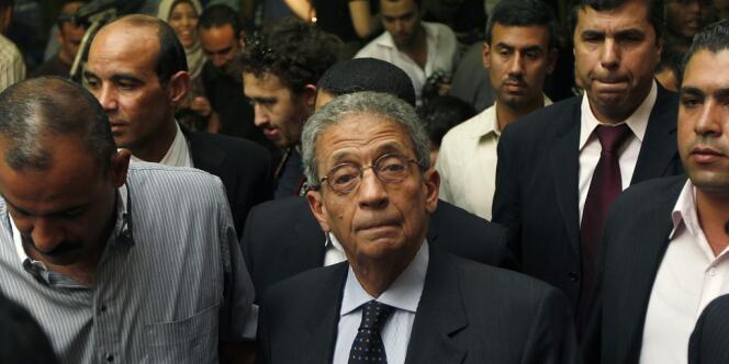 Le candidat à la présidentielle égyptienne des 23 et 24 mai, Amr Moussa, lors d'une conférence au Caire, le 16 mai 2012. 