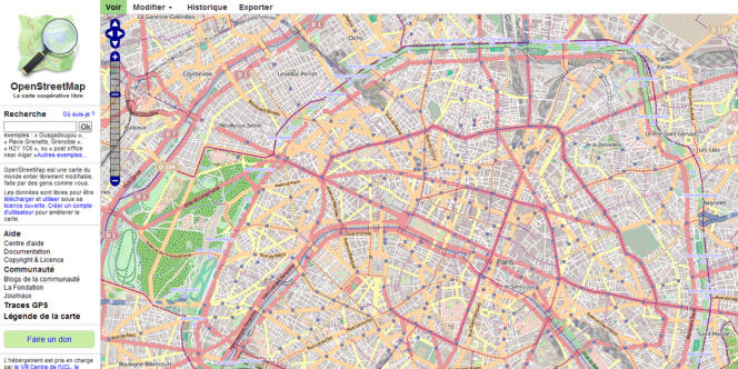 La carte de Paris sur OpenStreetMap.