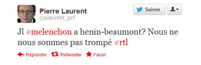 Tweet de Pierre Laurent le 15 juin.