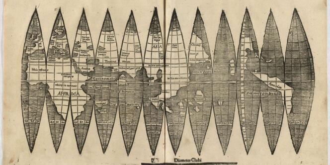 La carte du moine et cartographe allemand Martin Waldseemüller retrouvée à l'université de Munich sur laquelle figure l'Amérique et datant du XVIe siècle.