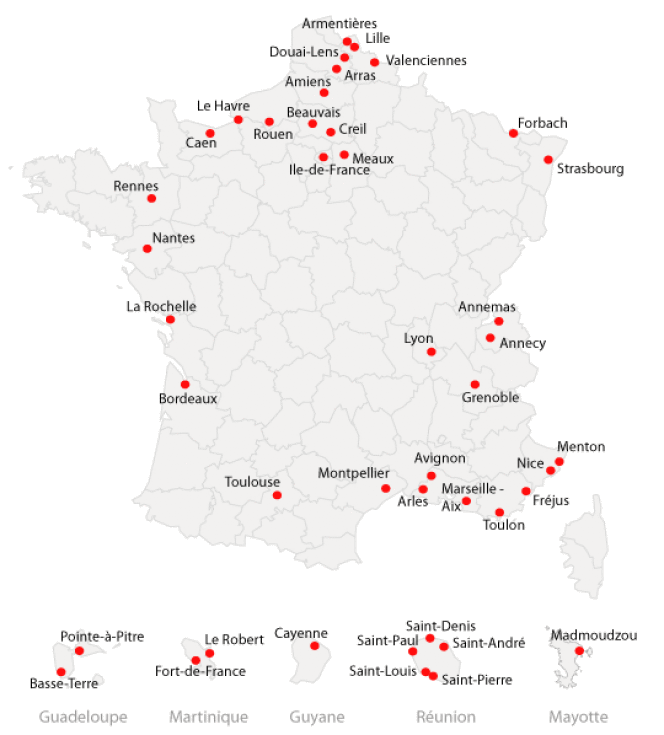 Les agglomérations du projet de décret sur l'encadrement des loyers (France, 2012)