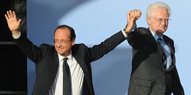 François Hollande et Lionel Jospin, le 3 mai 2012 à Toulouse. 