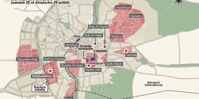 La carte des affrontements à Alep.