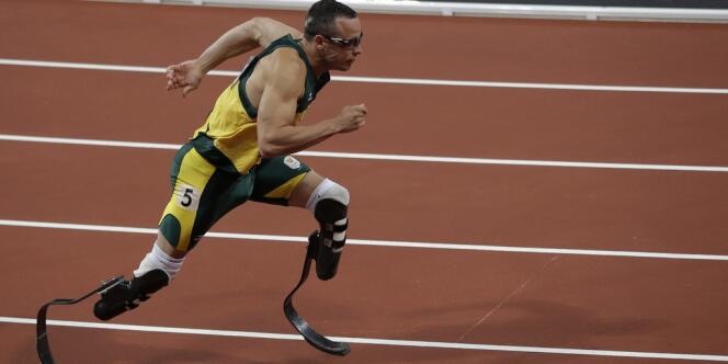 Oscar Pistorius, premier athlète handicapé à participer aux Jeux olympiques. Londres, le 5 août.