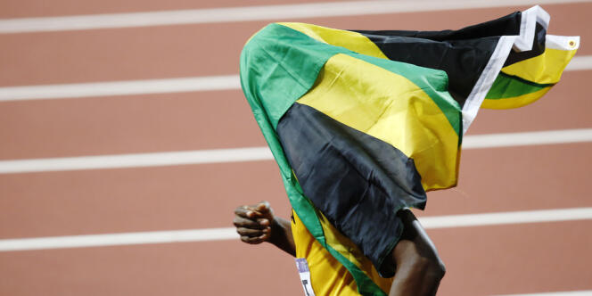 Usain Bolt à l'arrivée du 200 m. Londres, 9 août.
