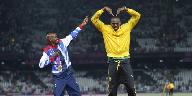 Usain Bolt et Mo Farah, héros du Stade. Londres, le 11 août.