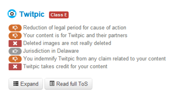 Avec plusieurs dispositions ne garantissant pas la protection des données de l'internaute, le service TwitPic voit ses conditions d'utilisation affublées d'un rang 