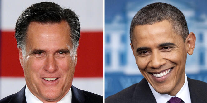 Les deux candidats à l'élection présidentielle américaine, Mitt Romney (g), Barack Obama (d).