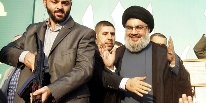 Le secrétaire général du Hezbollah, Hassan Nasrallah, a annoncé devant la foule, à Beyrouth, le 17 septembre 