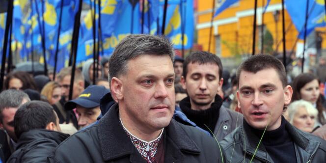 Le dirigeant du parti Svoboda, Oleg Tiagnybok, le 14 octobre 2012 à Kiev.