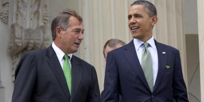 Barack Obama et le républicain John Boehner, en mars.