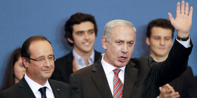 François Hollande et Benyamin Nétanyahou lors de la cérémonie d'hommage aux victimes juives de Mohamed Merah, le 1er novembre à Toulouse. 