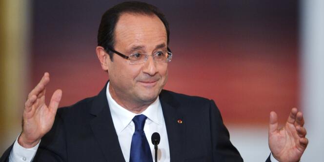 François Hollande pendant sa conférence de presse, mardi 13 novembre à L'Elysée.