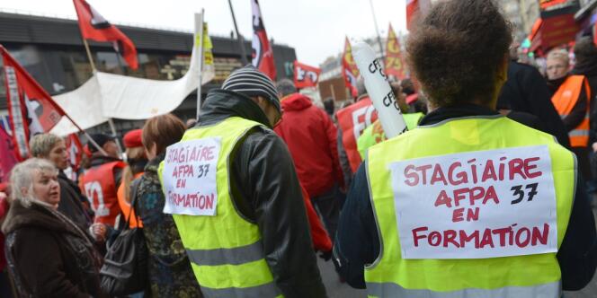 Dans la manifestation des salariés de l'AFPA, jeudi, à Paris.