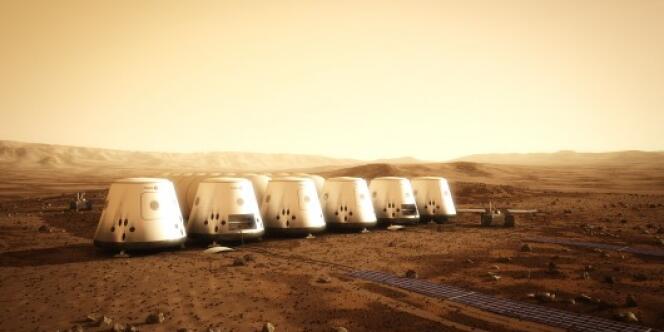 Image transmise par Mars One le 21 juin 2012, montrant la future implantation humaine prévue sur mars dès 2023.
