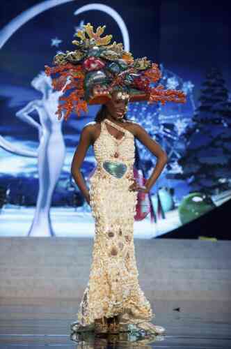 Miss British Virgin Islands Abigail Hyndman performs onstage at the 2012 Miss Universe National Costume Show at PH Live in Las Vegas, Nevada December 14, 2012. The 89 Miss Universe contestants will compete for the Diamond Nexus Crown on December 19, 2012. REUTERS/Darren Decker/Miss Universe Organization L.P./Handout (UNITED STATES - Tags: ENTERTAINMENT) FOR EDITORIAL USE ONLY. NOT FOR SALE FOR MARKETING OR ADVERTISING CAMPAIGNS. THIS IMAGE HAS BEEN SUPPLIED BY A THIRD PARTY. IT IS DISTRIBUTED, EXACTLY AS RECEIVED BY REUTERS, AS A SERVICE TO CLIENTS