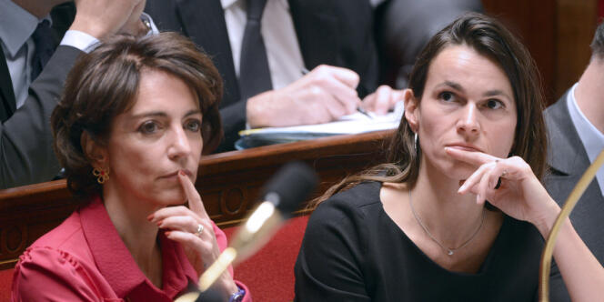 La ministre de la culture, Aurélie Filippetti (à droite), au côté de Marisol Touraine, ministre de la santé. 